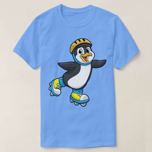 Penguin som textbunden Skater med textbundna skal  T Shirt (Design framsida)
