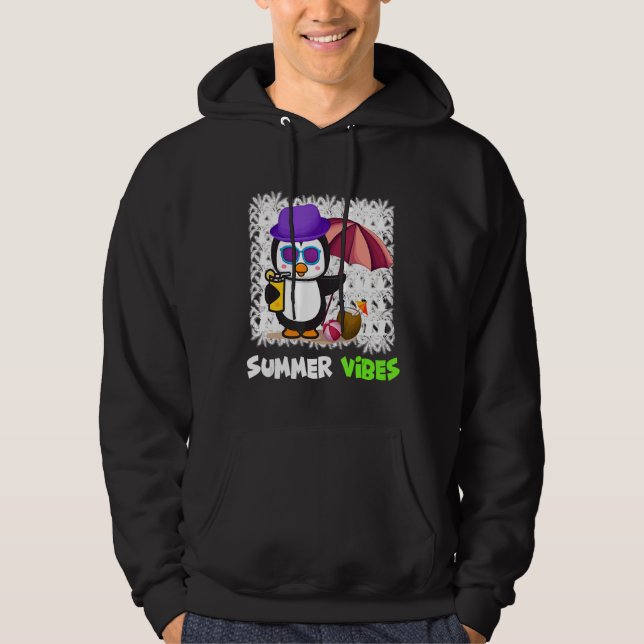 Penguin sommar Summertime Sommar Vibes Handflatan  Hoodie (Framsida)