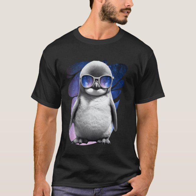 Penguin Space Glass Cute Galaxy Sunglass Meman T Shirt (Framsida)