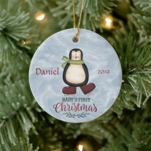 Penguin - Spädbarn Första jul Julgransprydnad Keramik