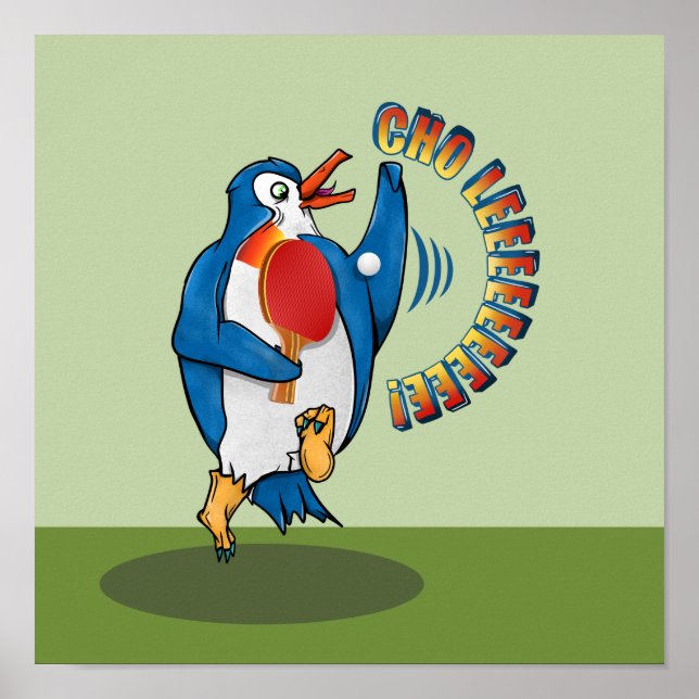 Penguin Spela bord tennis Poster (Framsidan)