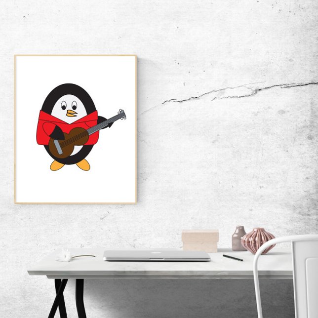 Penguin Spela Guitar Cute Poster (Skapare uppladdad)