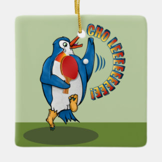 Penguin Spela Ping Pong Julgransprydnad Keramik