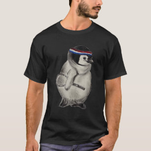 Penguin Spela Tennis 1970S Stil Headband Wooden T Shirt