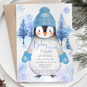 Penguin-stickad hatt Snöflingor Silver Blue Inbjudningar