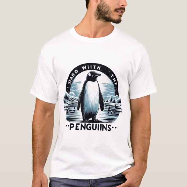 Penguin-stöd till miljömedvetenhet i havet t shirt (Framsida)