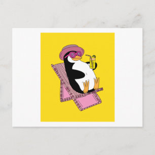 Penguin Summer Sunset Vacation Vykort