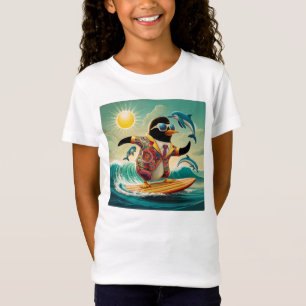 Penguin surfande med vänner t shirt