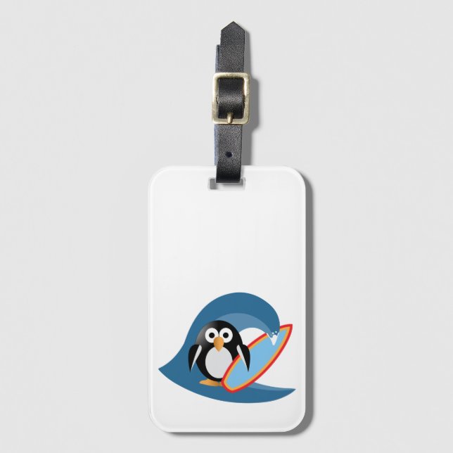Penguin surfer bagagebricka (Framsida vertikal)
