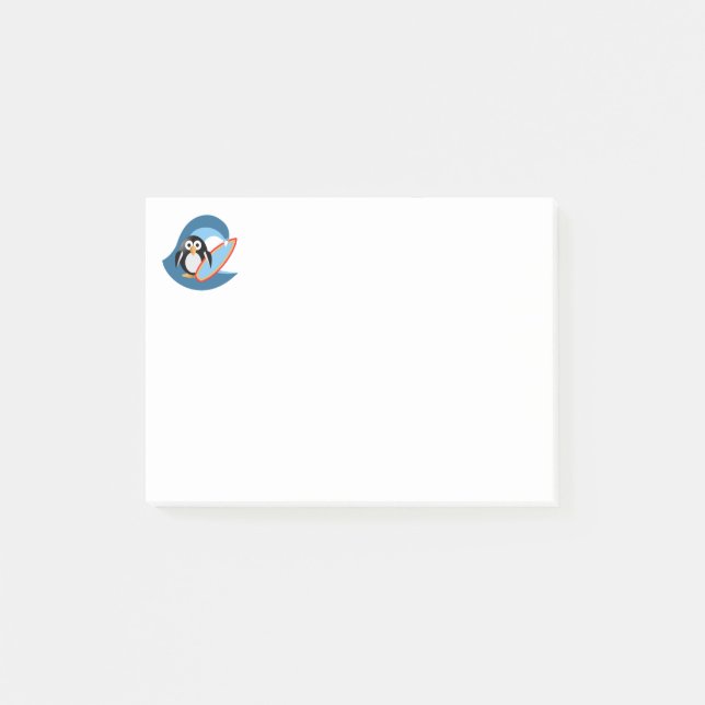 Penguin surfer post-it block (Framsida)