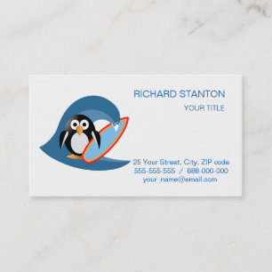 Penguin surfer visitkort