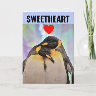 PENGUIN SWEETHEART COUPLE BIRTHDAY Greeting Card Kort