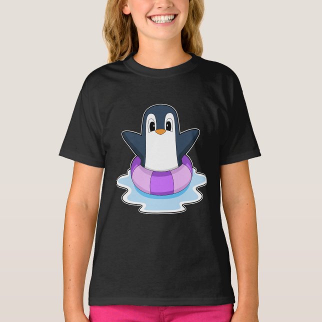 Penguin Swimming Livbuoy T Shirt (Framsida)