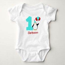 Penguin Teal Red Boy Winter Onederland Birthday T-shirt