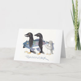 Penguin Teamwork teckning på anteckningskort