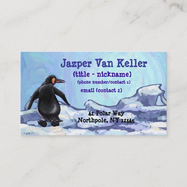 Penguin-tecken bakom och främre Affärskort Visitkort (Framsida)