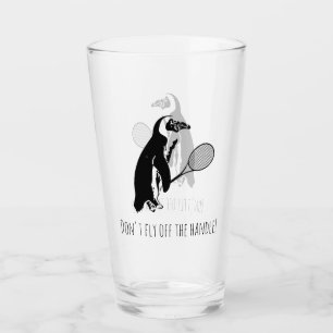 Penguin Tennis Player med text Glaskopp