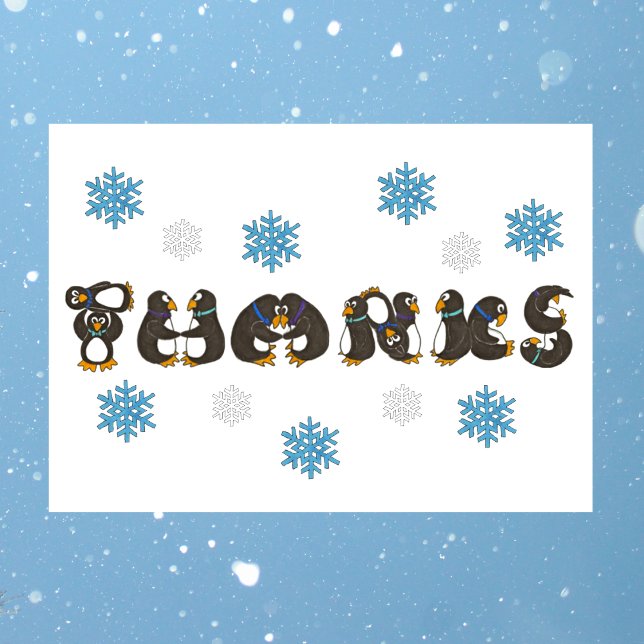 Penguin THANKS Snö Snowflake Winter Tack (Penguin THANKS card)