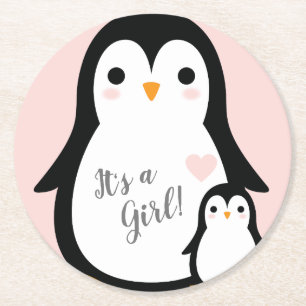 Penguin Theme Baby Shower Cute Underlägg Papper Rund