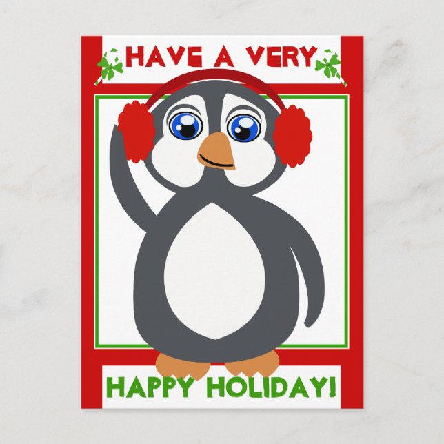 Penguin Toon Helgdag! vykort (Framsida)