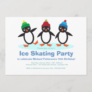 Penguin Trio Boys Ice Skal Födelsedagsfest Inbjudningar