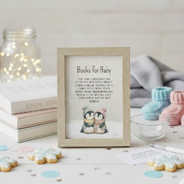 Penguin Twins books for Baby Shower Tilläggskort