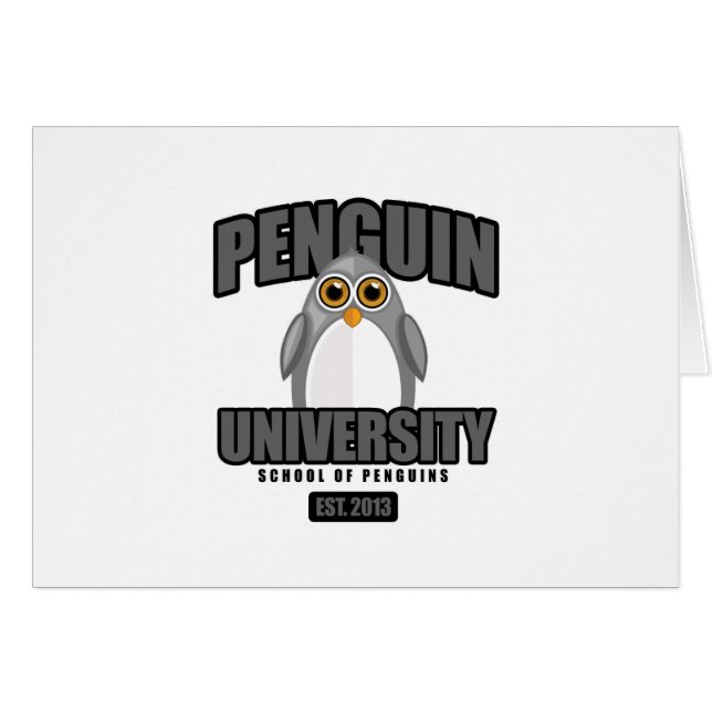 Penguin Universiteten - Grått Hälsningskort (Framsidan Horizontal)