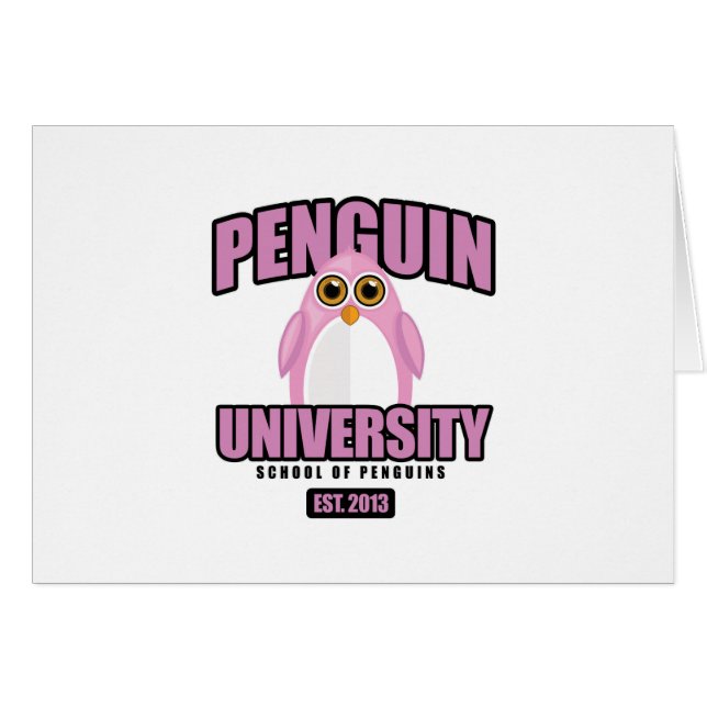 Penguin Universiteten - Rosa Hälsningskort (Framsidan Horizontal)