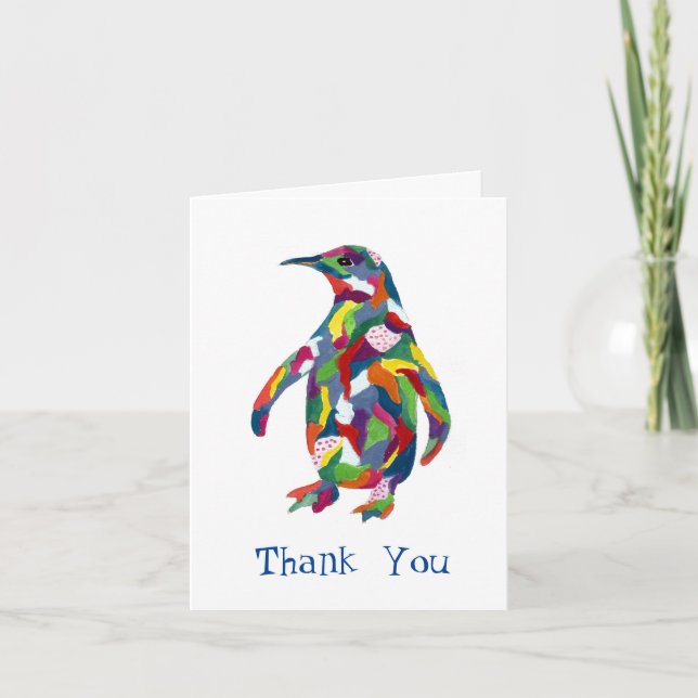 Penguin, ursprungligt vattenfärgsvärde, med så Coo Tack Kort (Framsida)