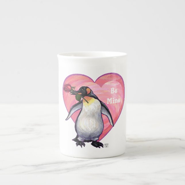 Penguin Valentindagen Benporslin Mugg (Framsidan)