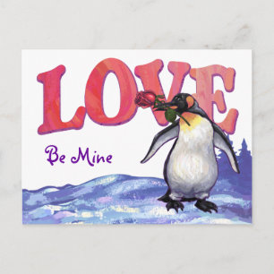 Penguin Valentindagen Helg Vykort