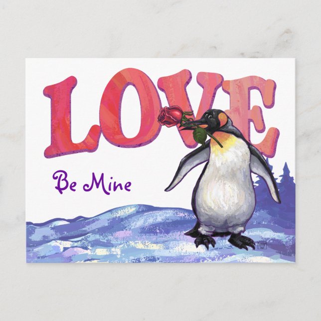 Penguin Valentindagen Helg Vykort (Framsida)