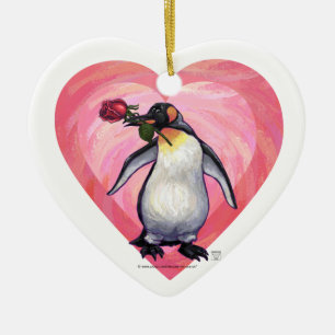 Penguin Valentindagen Julgransprydnad Keramik
