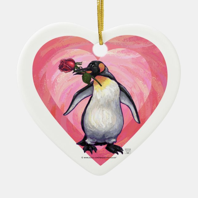 Penguin Valentindagen Julgransprydnad Keramik (Framsidan)