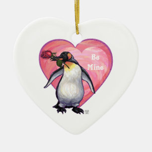 Penguin Valentindagen Julgransprydnad Keramik