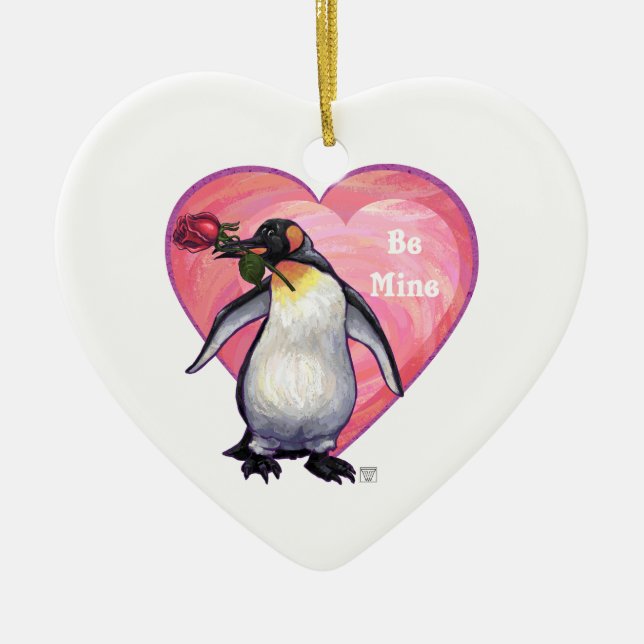 Penguin Valentindagen Julgransprydnad Keramik (Framsidan)