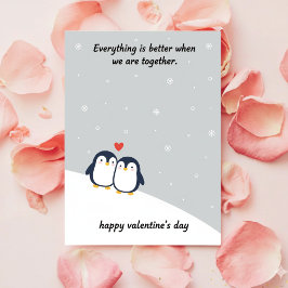 Penguin Valentine Love Card Cute Romantic Couples Julkort