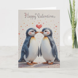 Penguin Valentine Sweet Winter Love Couple  Helgkort