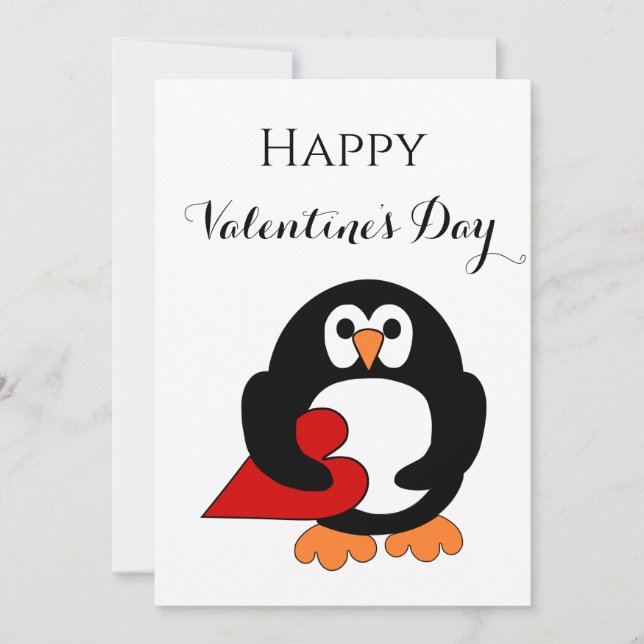 Penguin Valentines dag Heart Julkort (Framsida)