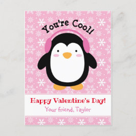 Penguin Valentines day-kort (barn) Rosa Girls Helg Vykort