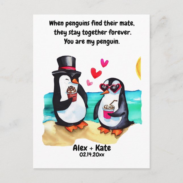 Penguin-Valentineser Helg Vykort (Framsida)