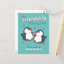 Penguin Vänskap Valentine vycard Tecknad