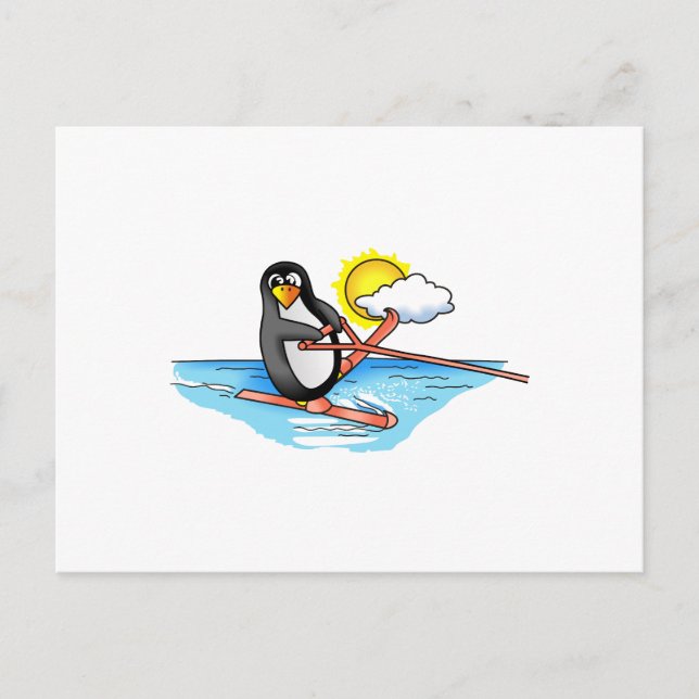PENGUIN VATTEN SKIING VYKORT (Framsida)