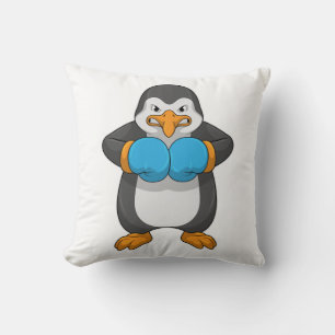 Penguin vid Boxing med Boxing handskar Kudde