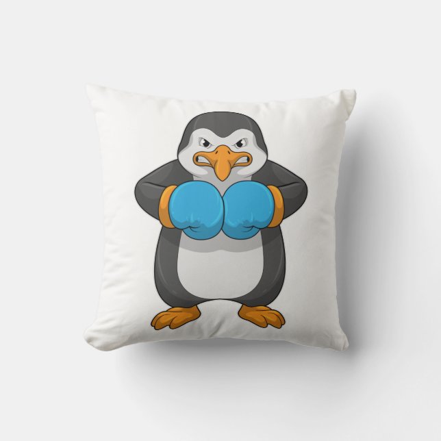 Penguin vid Boxing med Boxing handskar Kudde (Framsida)