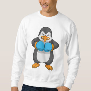 Penguin vid Boxing med Boxing handskar Lång Ärmad Tröja