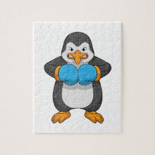 Penguin vid Boxing med Boxing handskar Pussel