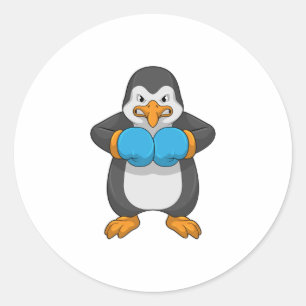 Penguin vid Boxing med Boxing handskar Runt Klistermärke