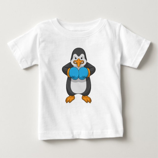 Penguin vid Boxing med Boxing handskar T Shirt (Framsida)