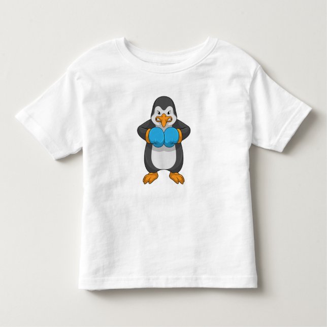 Penguin vid Boxing med Boxing handskar T Shirt (Framsida)